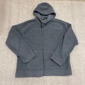 Polo Ralph Lauren zip up hoodie men's club grey fuzzy